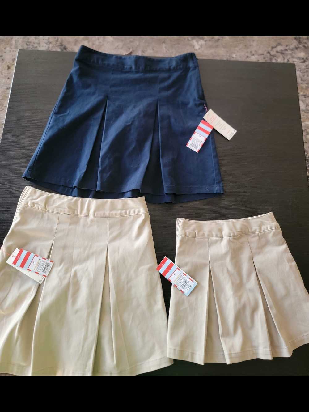 Cat & Jack Girls Uniform School Skorts, adjustable waist. Blue & Beige
